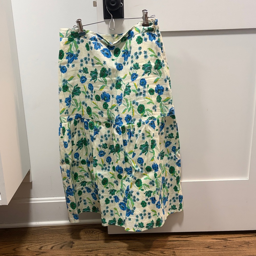 Draper James Blue and Green Floral A-Line Skirt